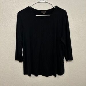 J. Jill Wearever Collection Black 3/4 Sleeve Crew Neck Shirt Women's Size Large